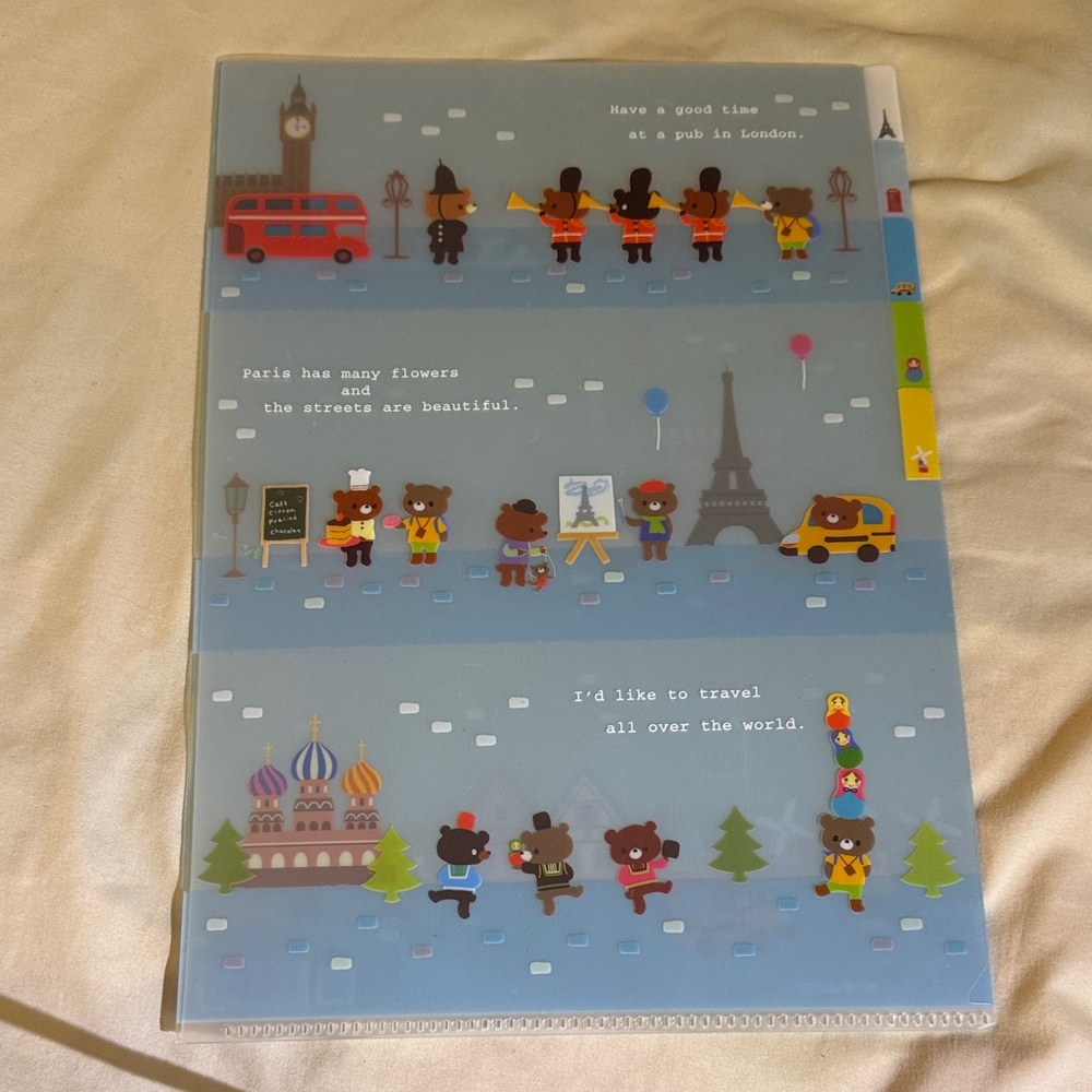 Cute Travel-Themed Blue Decorative Document Folder - Light Blue